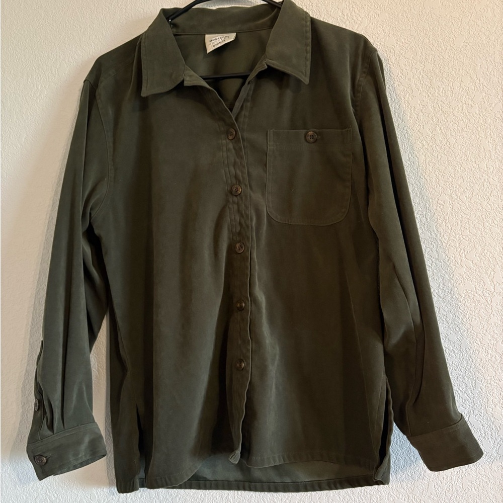 Koret Monterey Petites Olive Button Down Shirt